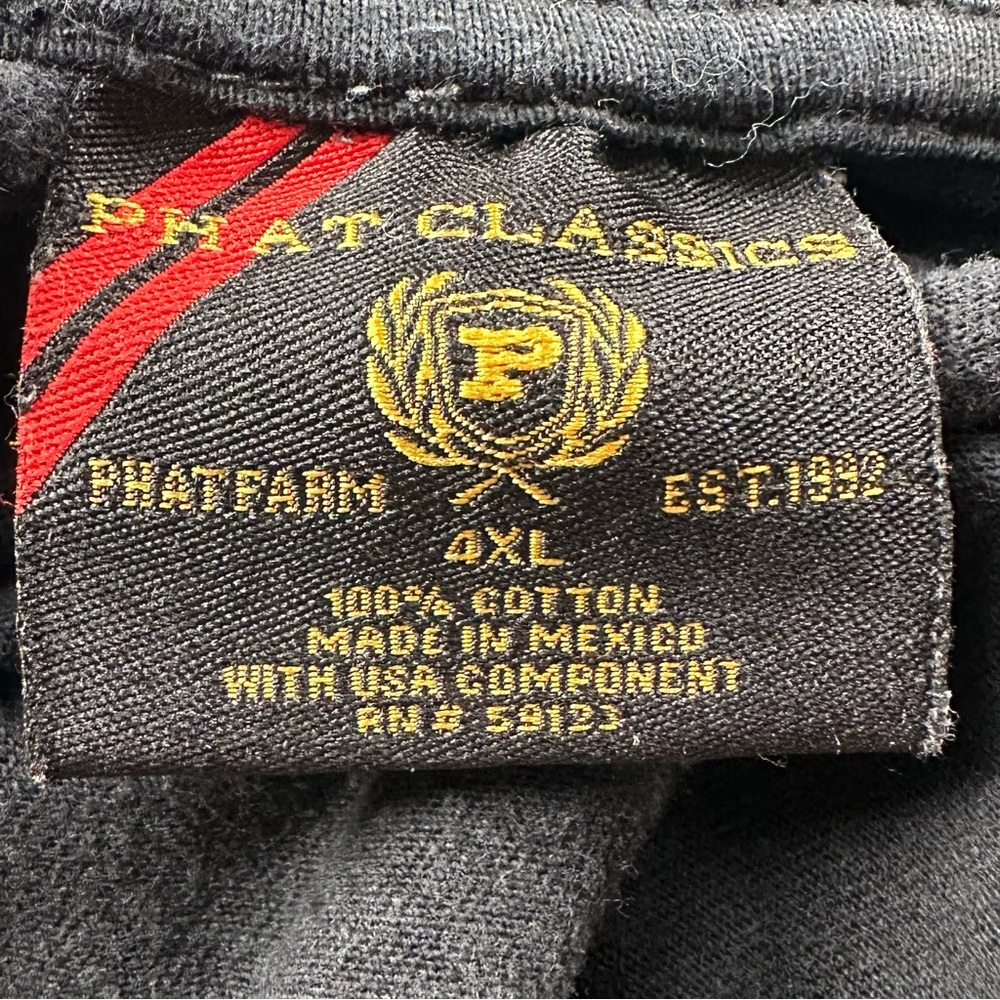 Vintage Phat Farm T-Shirt Men’s 4XL Faded Black Graphic Y2K Streetwear - Picture 13 of 14